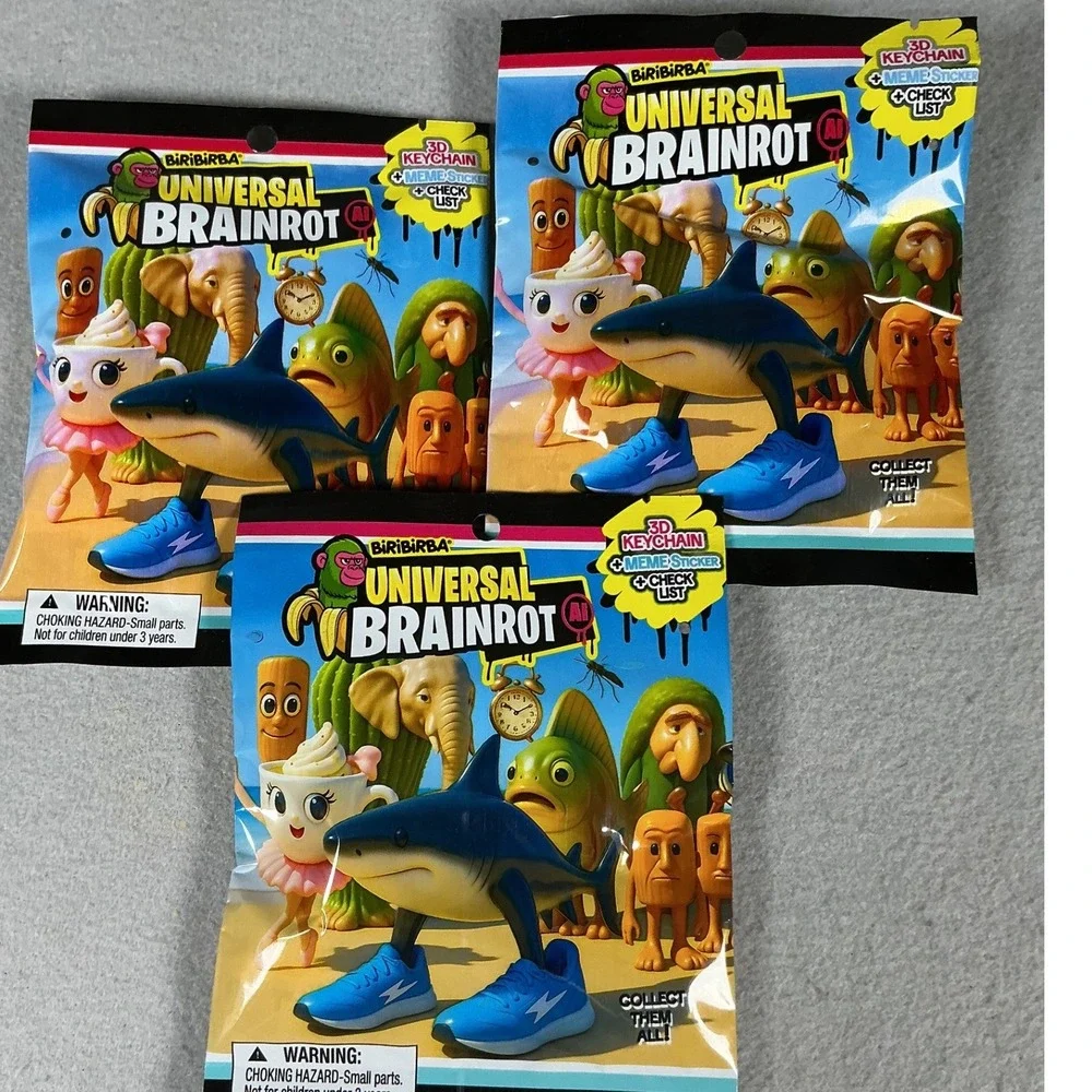 Universal Brainrot AI Mystery 3D Keychain Meme Sticker Blind Bag Lot of 3